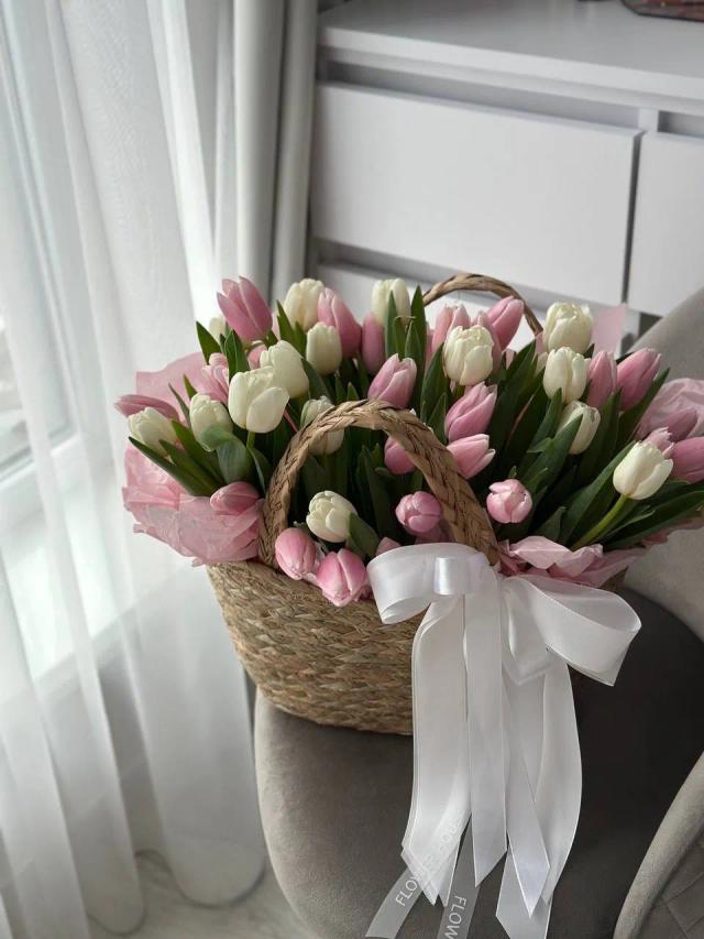Тюльпаны в корзине | ծաղիկներ, ծաղկեպսակներ, բույսեր - առաքում Երևան