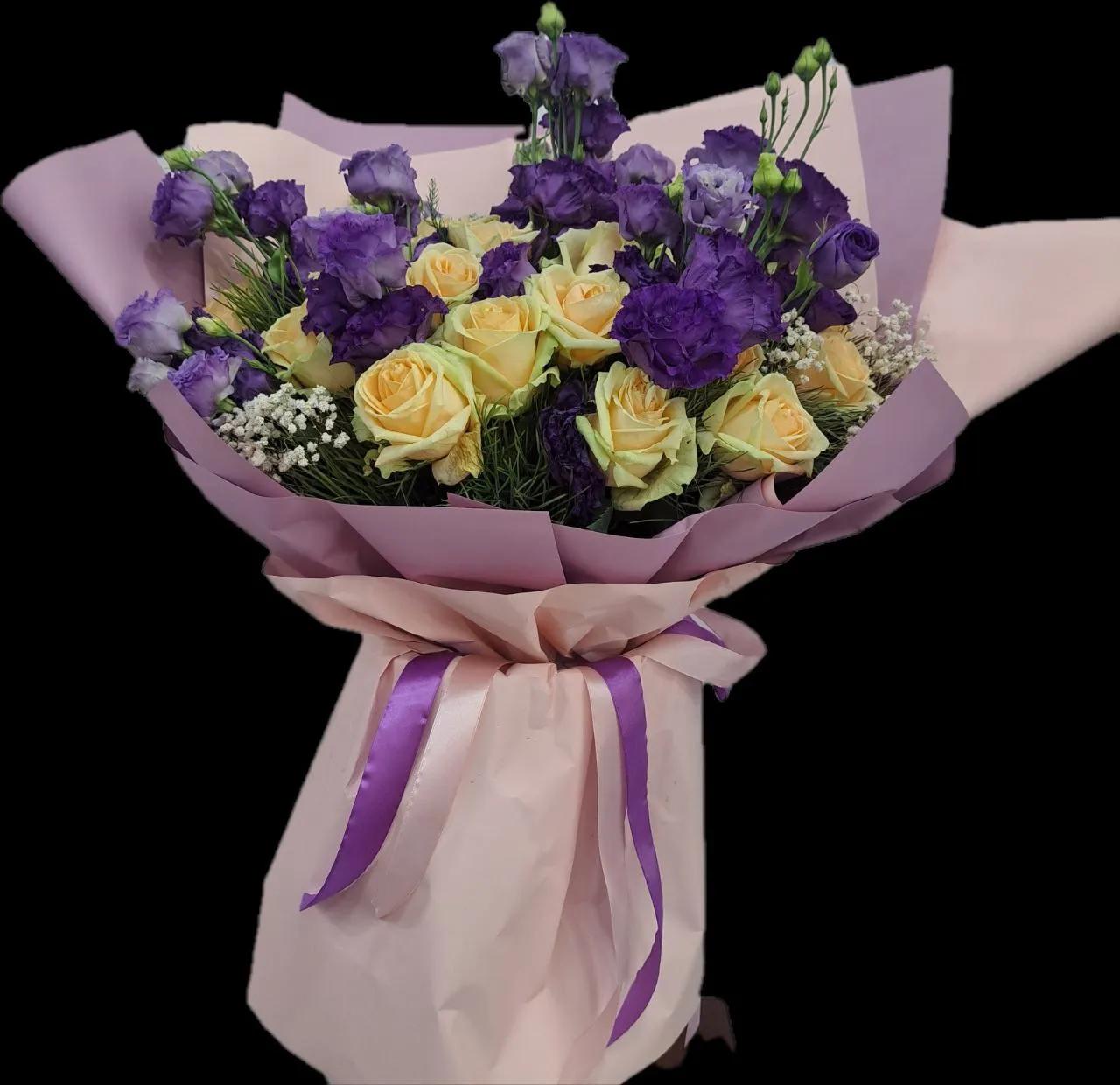 Roses and lisianthus in one bouquet | ծաղիկներ, ծաղկեպսակներ, բույսեր Երևան